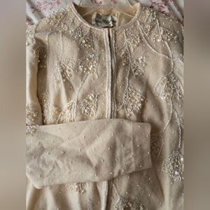 Vintage 60s 70s Gene Shelly Boutique International Beaded Wool Angora Sweater